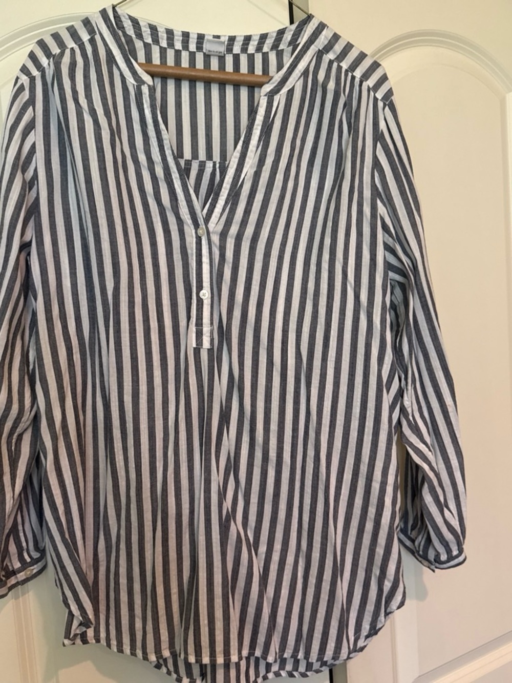 Old Navy Blue and White Vertical Stripe V-Neck Tunic